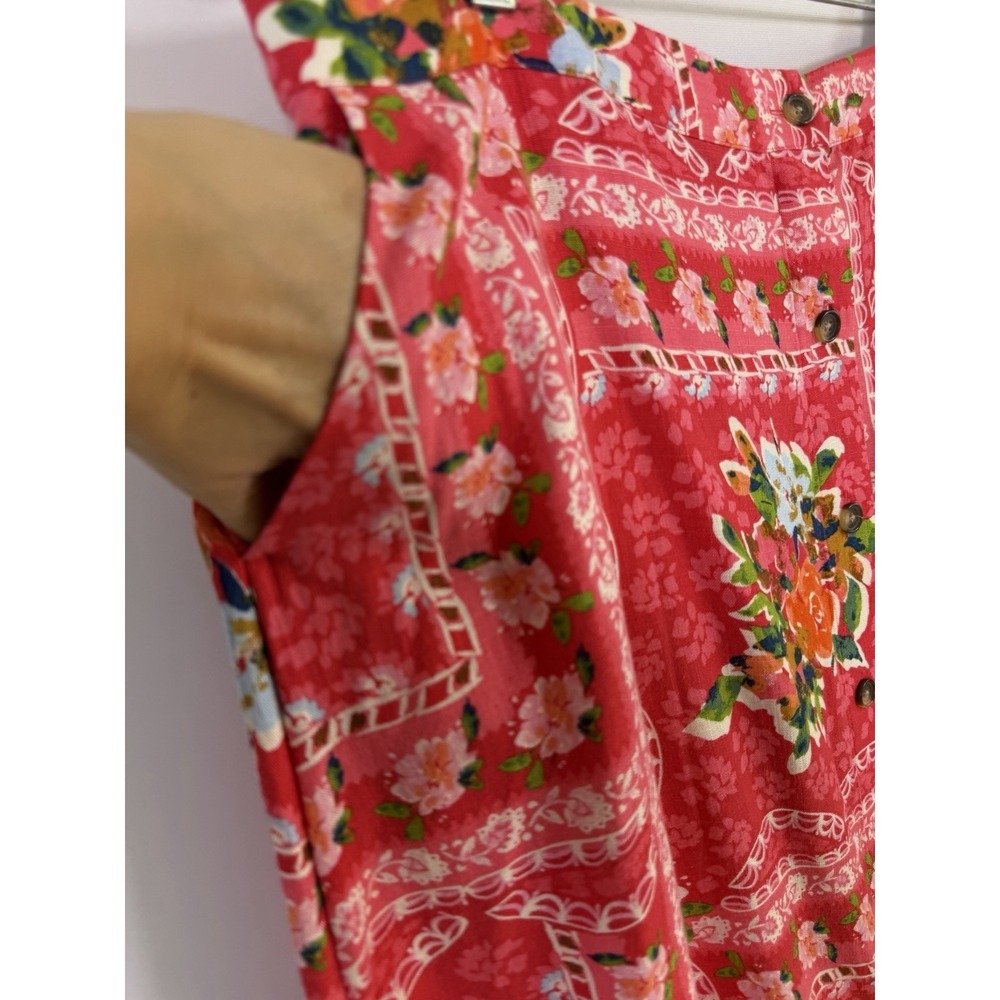 Lauren Conrad Red Floral Midi Skirt Linen Blend Women's XXL Elastic Waist Fairy - Picture 5 of 10